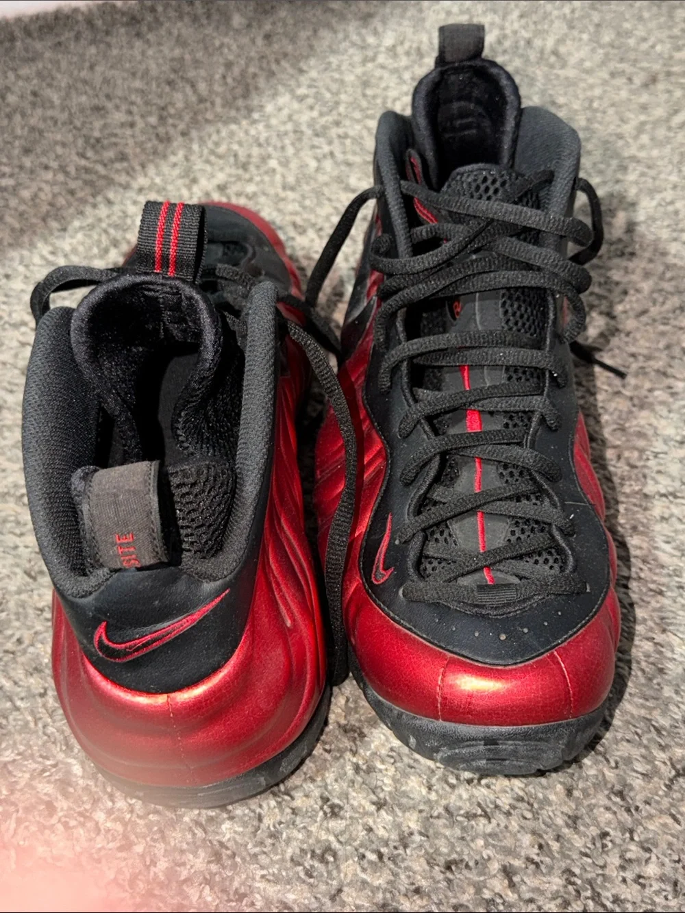 Nike Men’s Red and Black Foamposite-Style Sneakers